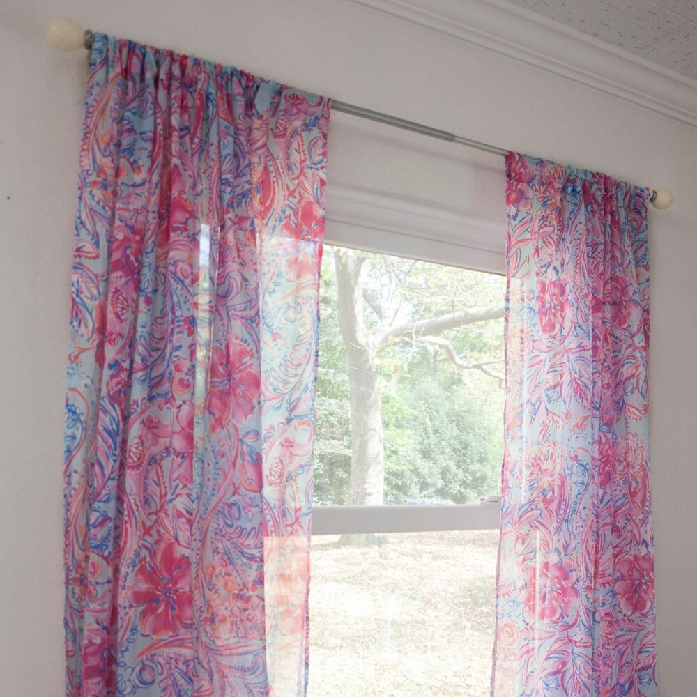 New! A pair (2) of In Isla De Coco Floral Sheer panels
